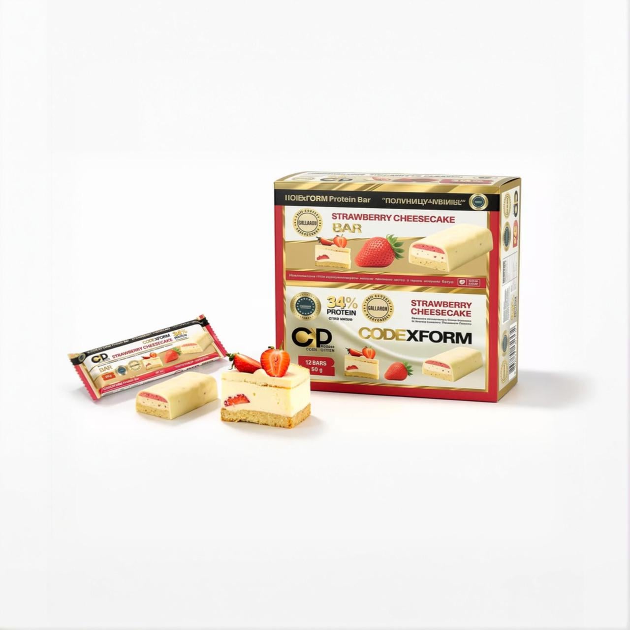 Протеиновый батончик CODExFORM Strawberry Cheesecake без сахара 34% протеина (2970435067) - фото 2