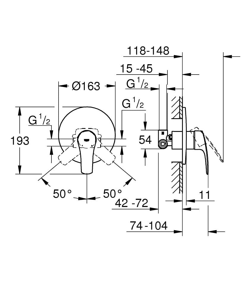 Змішувач для душа прихованого монтажу Grohe Eurosmart 33556003 Хром (124179) - фото 2