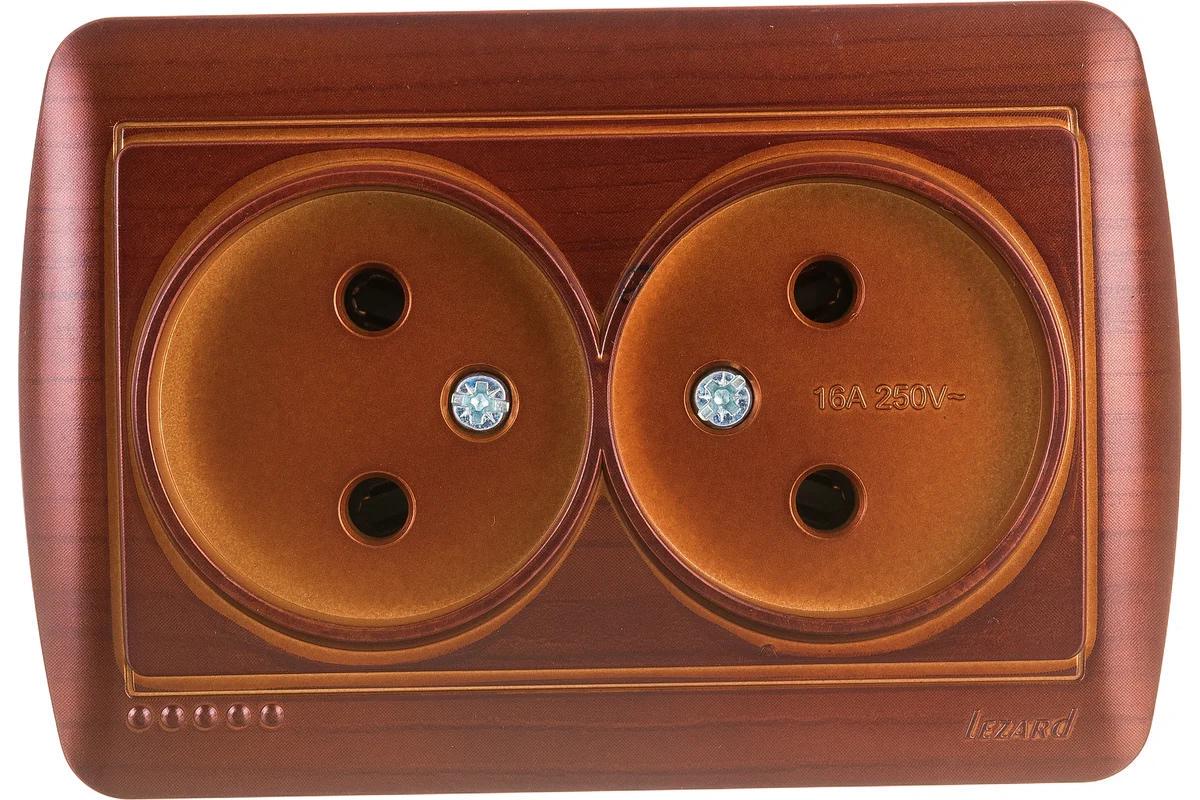 Розетка Demed 711-0500-128 2-на б/з закрытый корпус Античный махагон (00000039485)