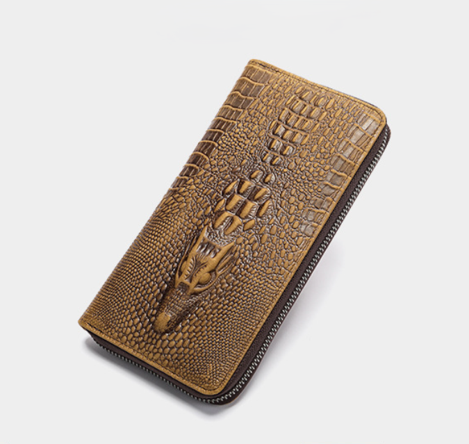 Кошелек женский из натуральной кожи крокодил Светло-коричневый (2749865094)