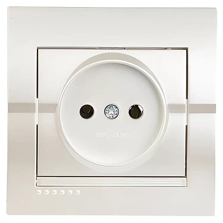 Розетка одинарная без заземления Lezard Deriy Жемчужно-белый (00000012311)