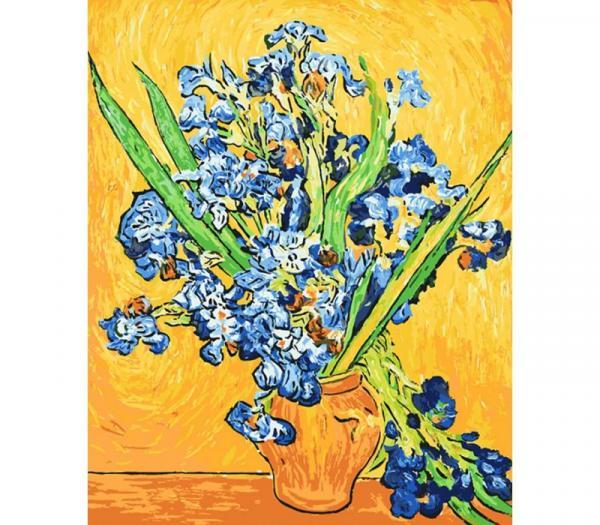 Картина за номерами Ідейка Квіти Іриси у вазі ван Гог 40х50 см в термопакеті (KHO2013)