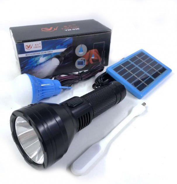 Фонарь BL YW 038/8408 с солнечной панелью и лампочкой Черный