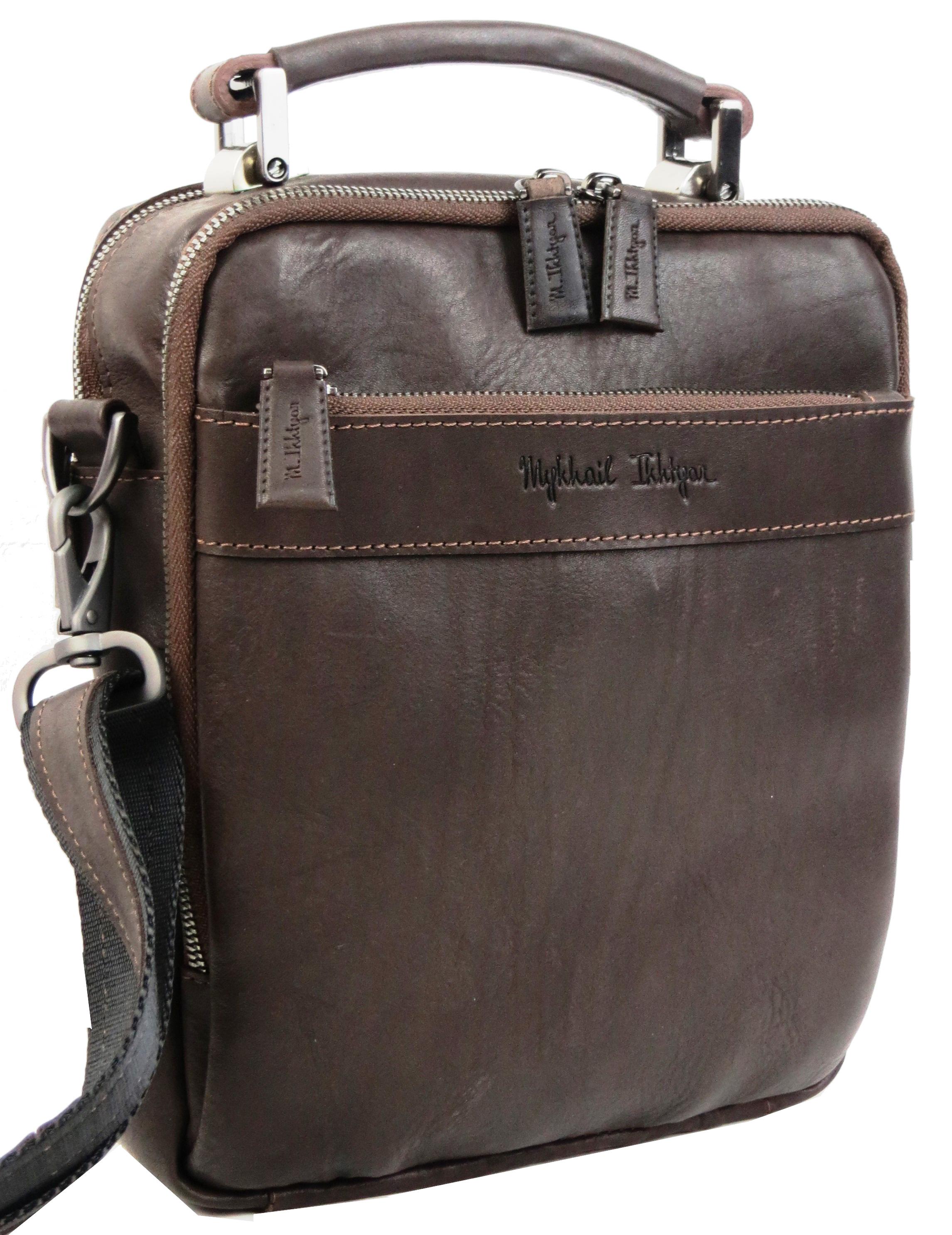Сумка чоловіча Mykhail Ikhtyar шкіряна Коричневий (45033 brown)