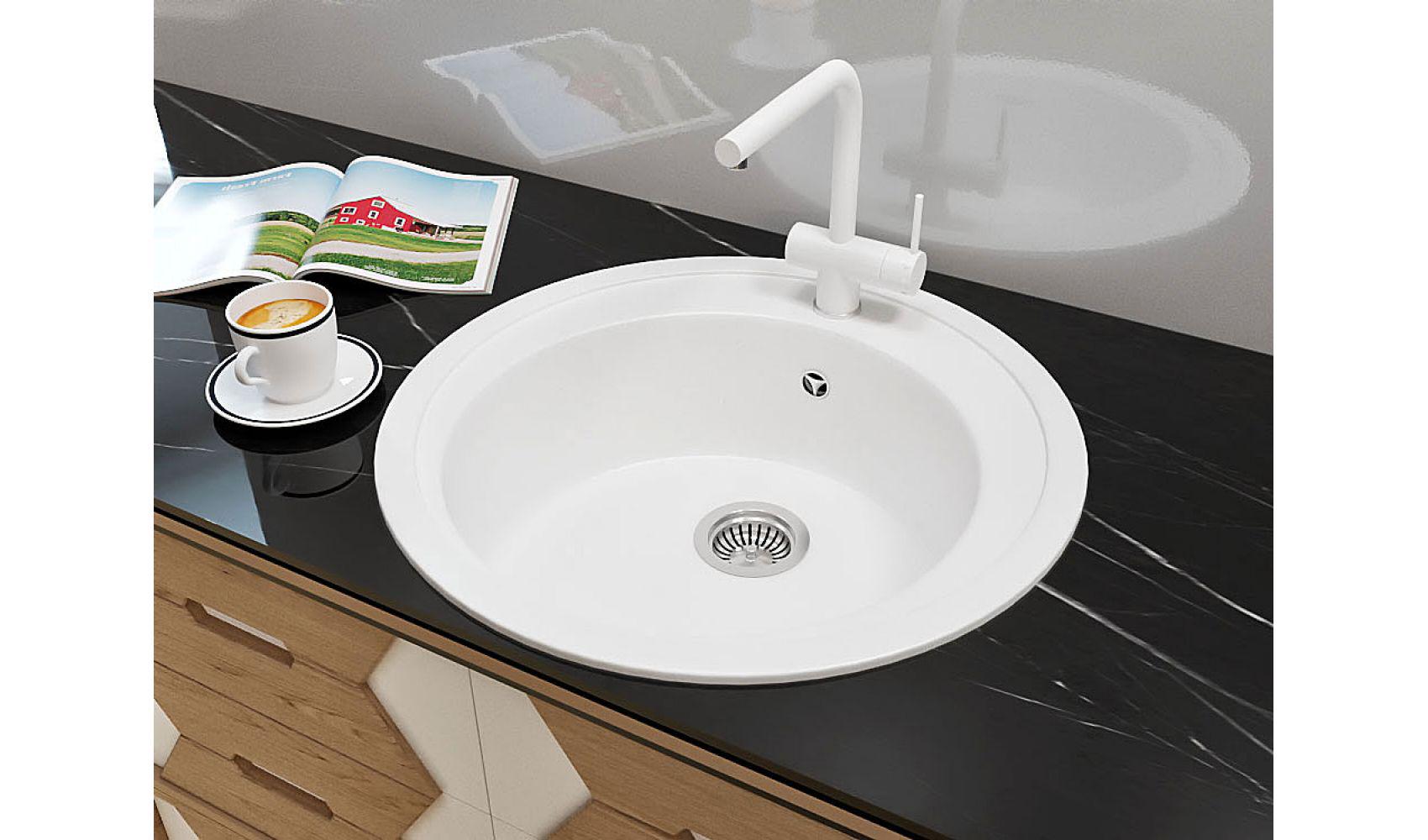 Кухонна мийка Lexona Blansh гранітна з краном Білий - фото 5