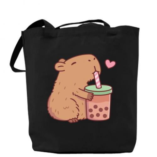 Шоппер Boba tea capybara Черный (14709231-2-188160)