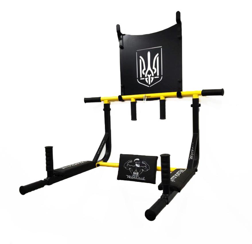 Турнік-бруси SAB Workout WО настінний розбірний з гербом з адаптивною спинкою для преса (0075) - фото 6