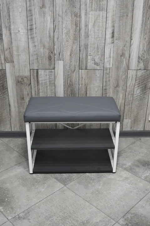 Банкетка для взуття металева з м'яким сидінням 32х47х60 см Світло-сірий (28375250)