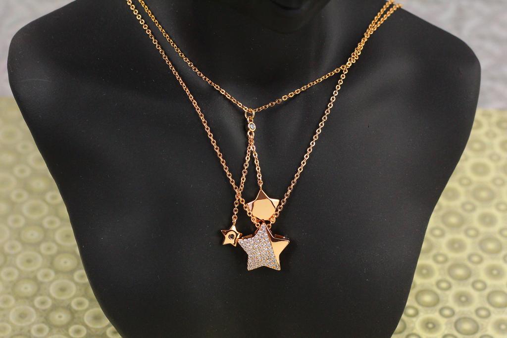 Цепь Xuping Jewelry двойная цепочка Три звезды 45 см Золотистый (29694602)