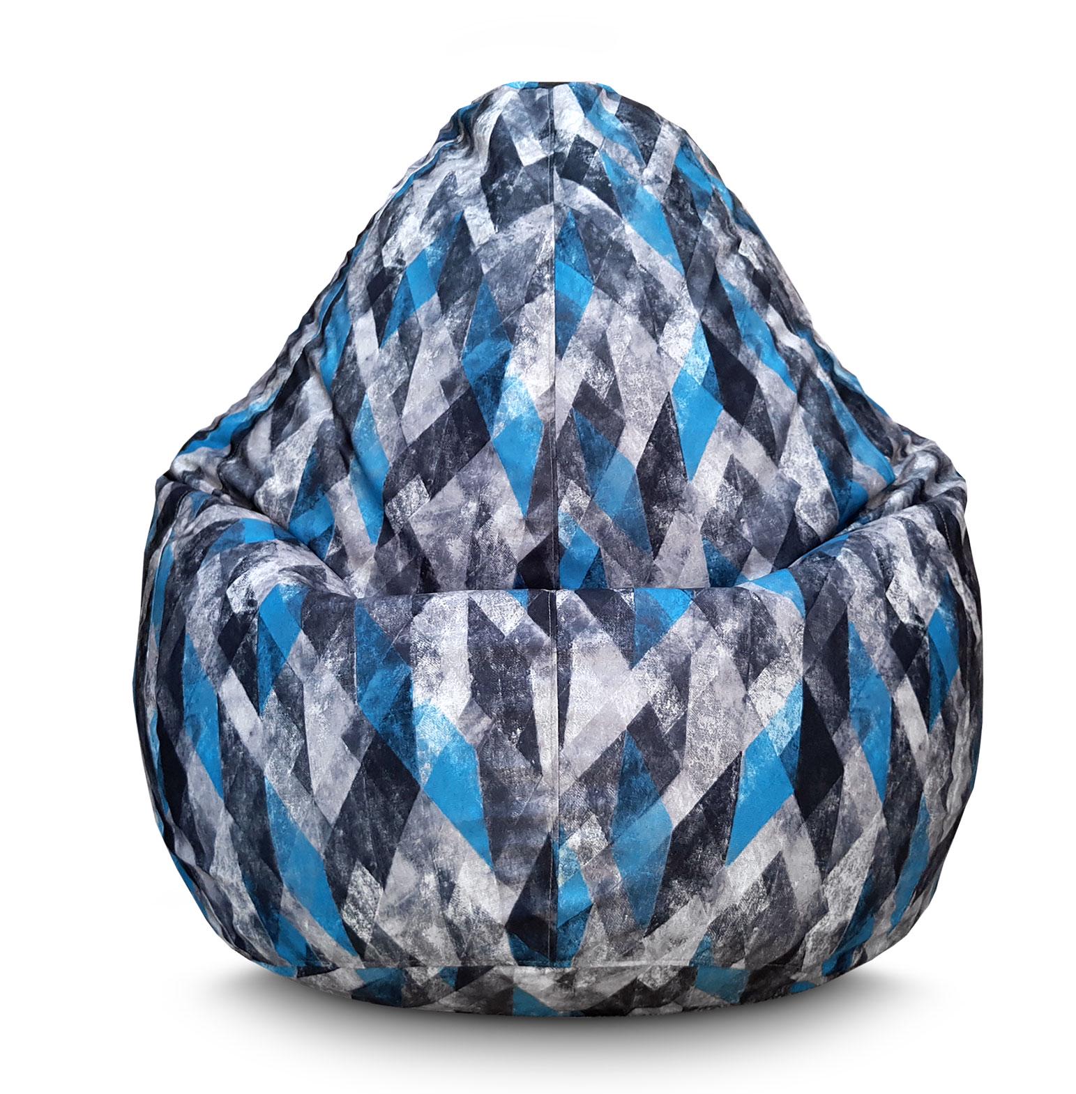 Крісло мішок iPuff Смеш Blue Флок XL 80x110 см Крісло мішок iPuff Смеш Blue Флок XL 80x110 см