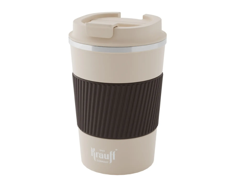 Термокружка Krauff Komfort из нержавеющей стали для кофе/чая 380 мл Бежевый (26-309-007)