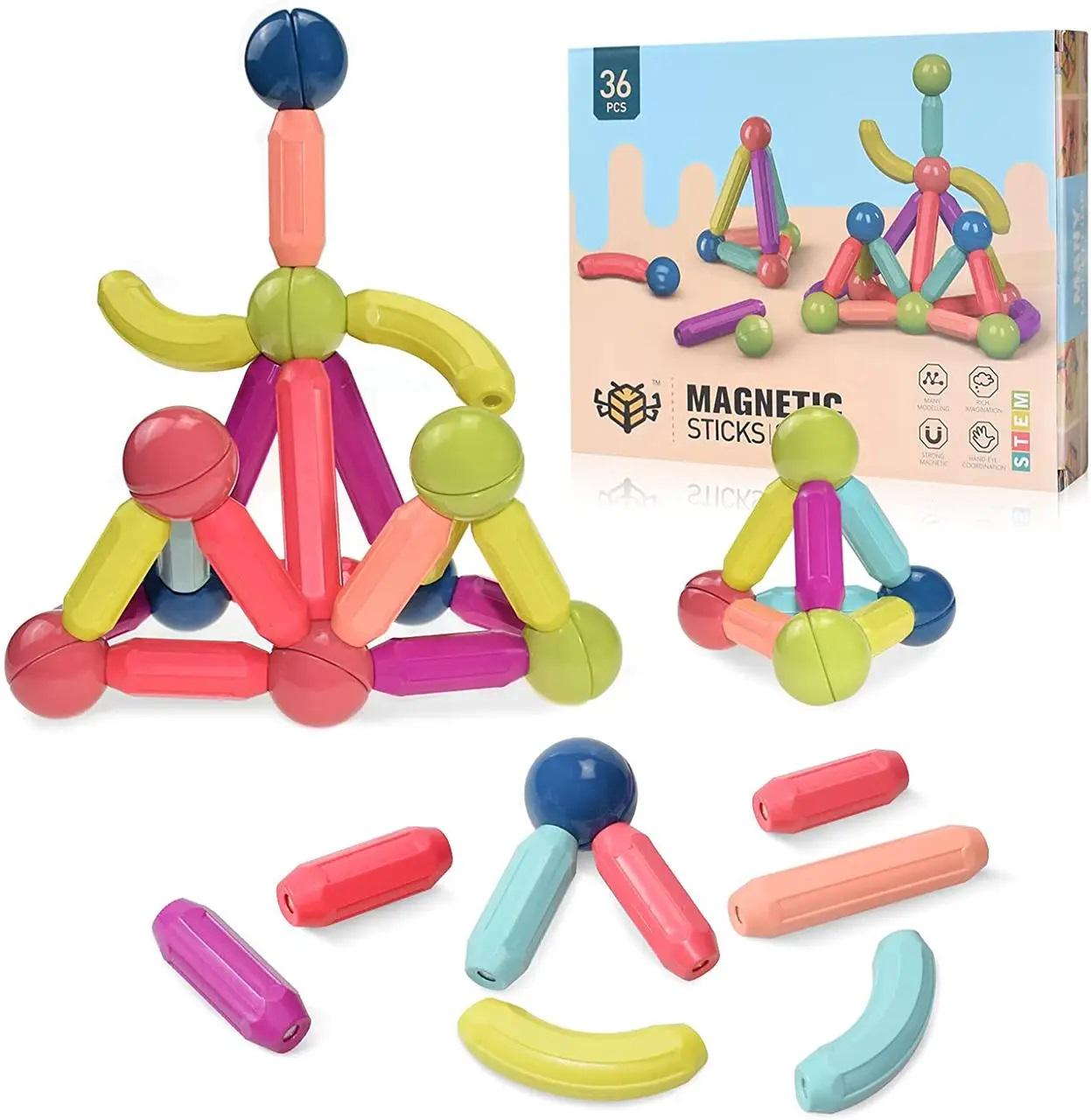 Конструктор дитячий магнітний Magnetic Sticks 36 дет. Різнокольоровий (2163471921)