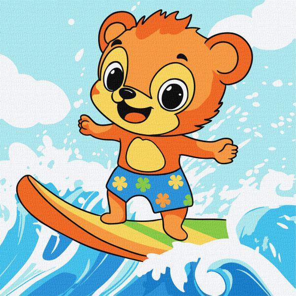Картина за номерами Ideyka Літо Ведмедик ловить хвилю 25x25 см (Id-KHO1250)