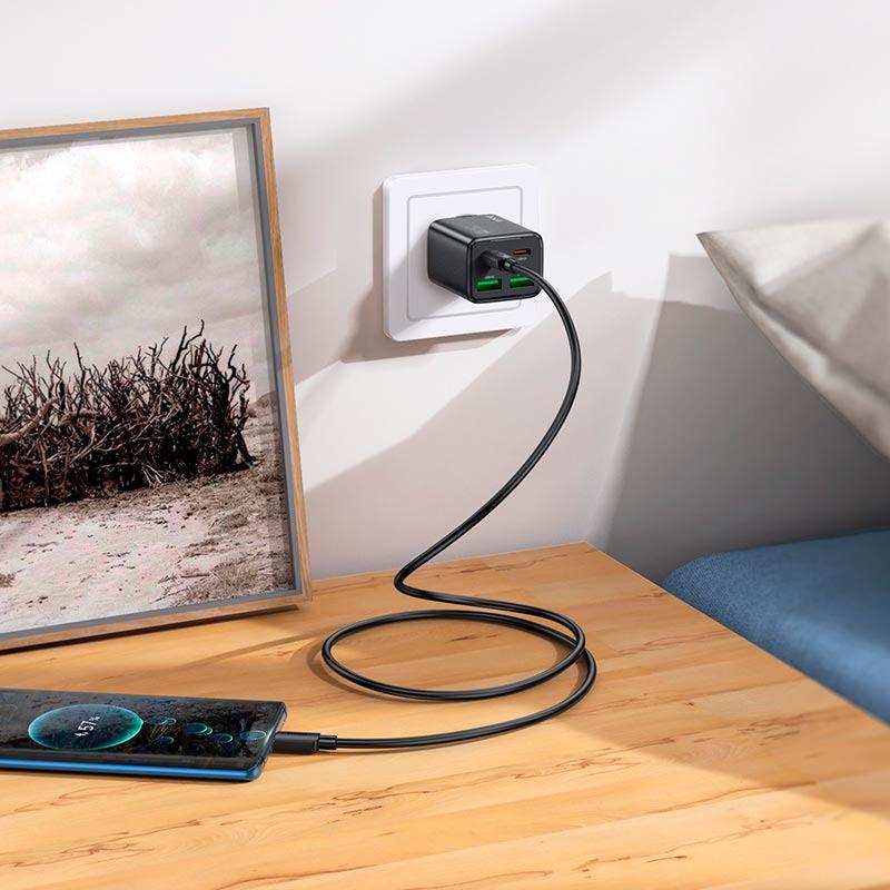 Зарядний пристрій для телефонів Hoco N56 Type-C-Type-C Cable Fundador four-port charger set 2хUSB/2хUSB Type-C 30W/3A Black (954231ea) - фото 4 Зарядний пристрій для телефонів Hoco N56 Type-C-Type-C Cable Fundador four-port charger set 2хUSB/2хUSB Type-C 30W/3A Black (954231ea) - фото 4