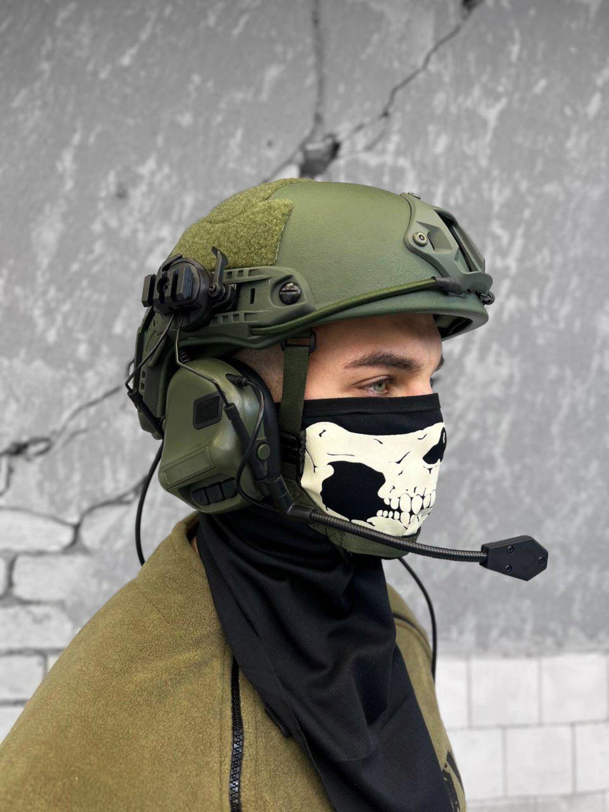 Навушники активні з мікрофоном на шолом Headset V ВТ6010 Olive - фото 2