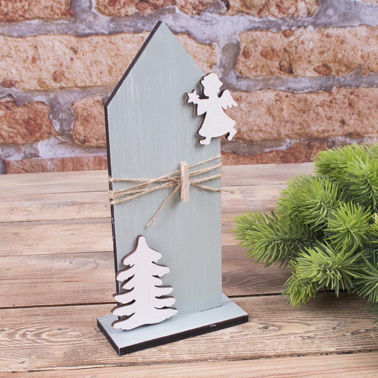 Деревянная статуэтка держатель записок домик с прищепкой (4615)