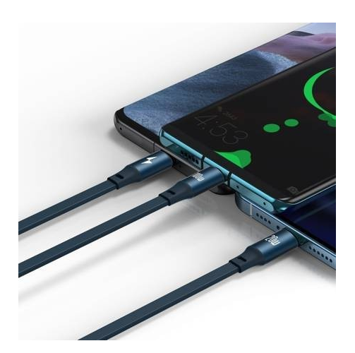 Кабель Baseus Bright Mirror Retractable 3in1 Micro USB Lightning Type-C CAMLC-AMJ03 100 W 120 см Blue - фото 3 Кабель Baseus Bright Mirror Retractable 3in1 Micro USB Lightning Type-C CAMLC-AMJ03 100 W 120 см Blue - фото 3