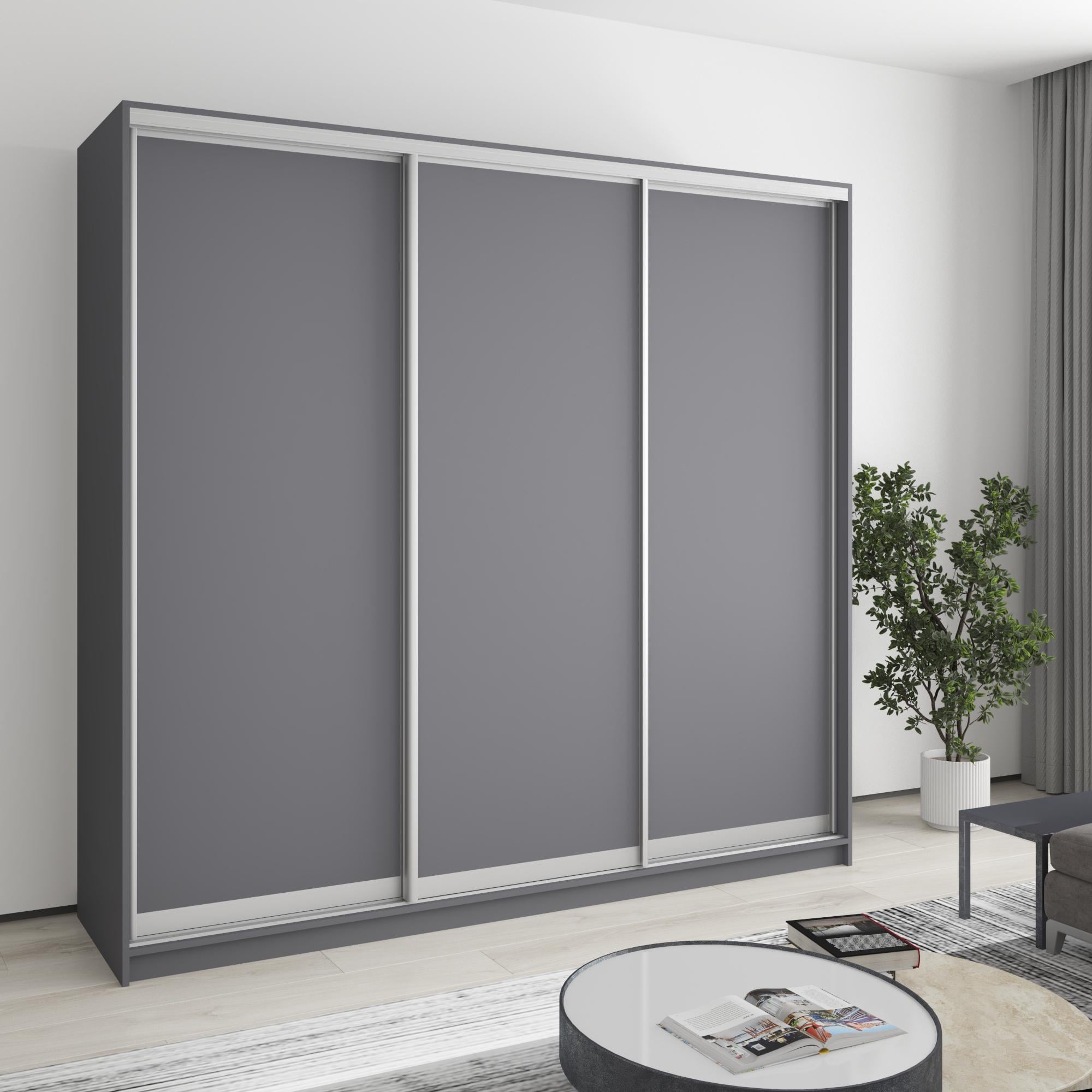 Шкаф-купе трехдверный MebelStar Стандарт AL 3ДСП 220x60x210 см Антрацит (MBS-2840) Шкаф-купе трехдверный MebelStar Стандарт AL 3ДСП 220x60x210 см Антрацит (MBS-2840)