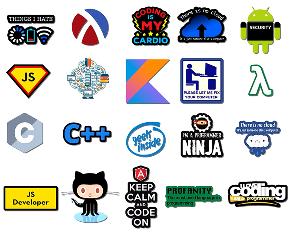 Набор наклеек Компьютерные программы/IT для гаджета/телефона 20 шт. (10046)