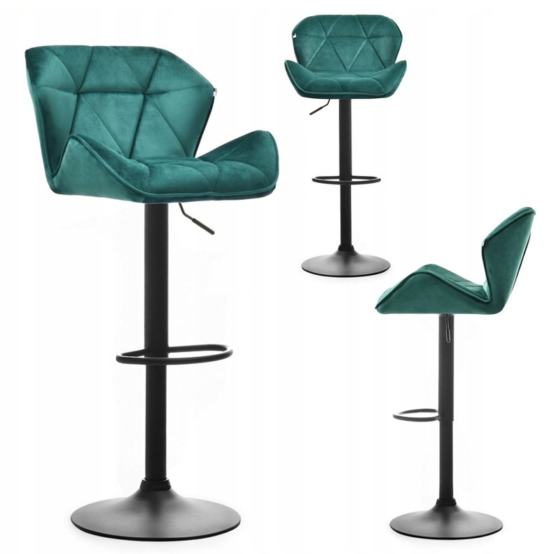 Барный стул со спинкой Bonro B-087 велюр Зеленый/Черный (4932)