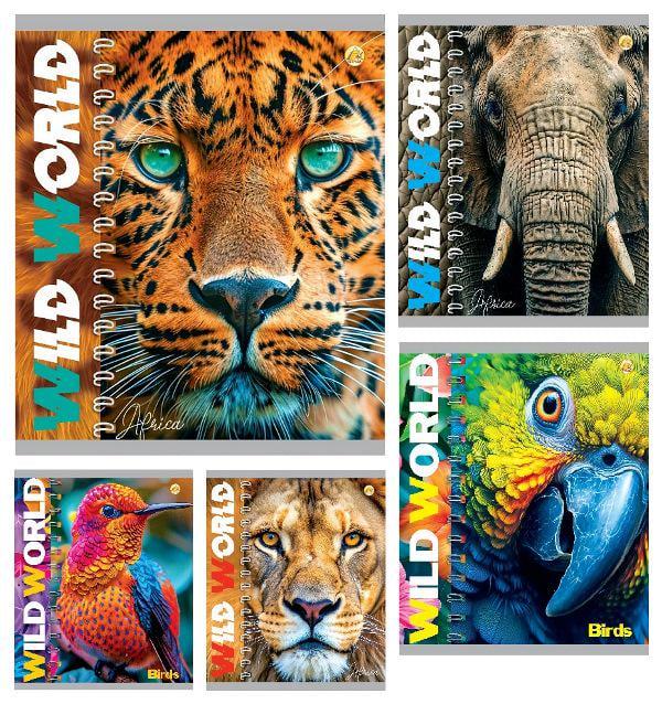 Зошити учнівські Тетрада Дикий світ 48 аркушів клітинка 10 шт. в упаковці