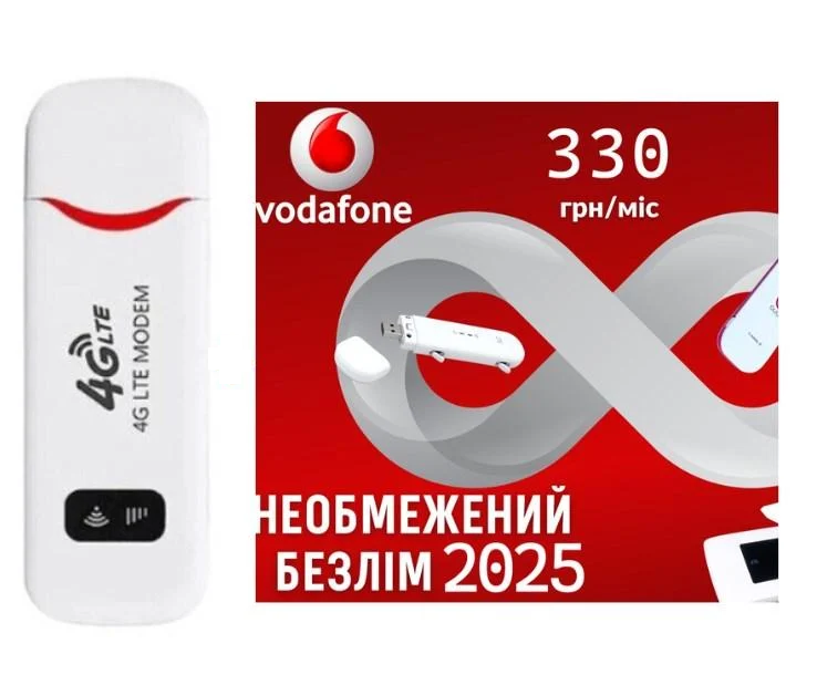 Модем-роутер мобильный USB WI-FI 3G/4G LTE 3in1 HotSpot и 1 месяц бесплатного безлимитного интернета Vodafone