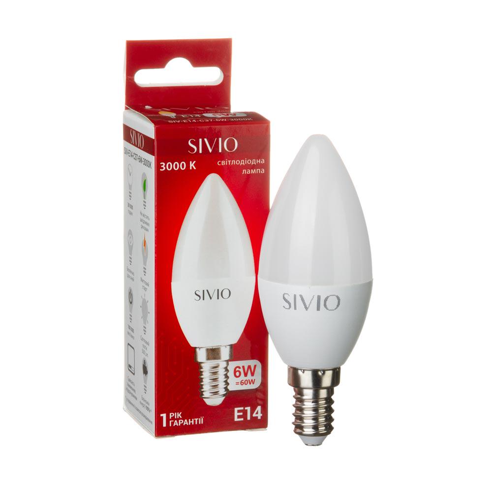 Лампа LED SIVIO Е14 С37 тепла 6 W 3000К Білий Лампа LED SIVIO Е14 С37 тепла 6 W 3000К Білий