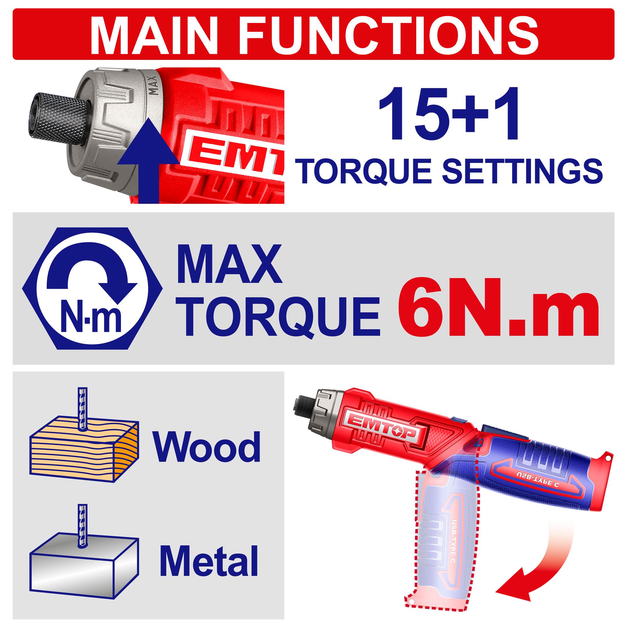 Отвертка аккумуляторная EMTOP ECSR0803 - фото 3