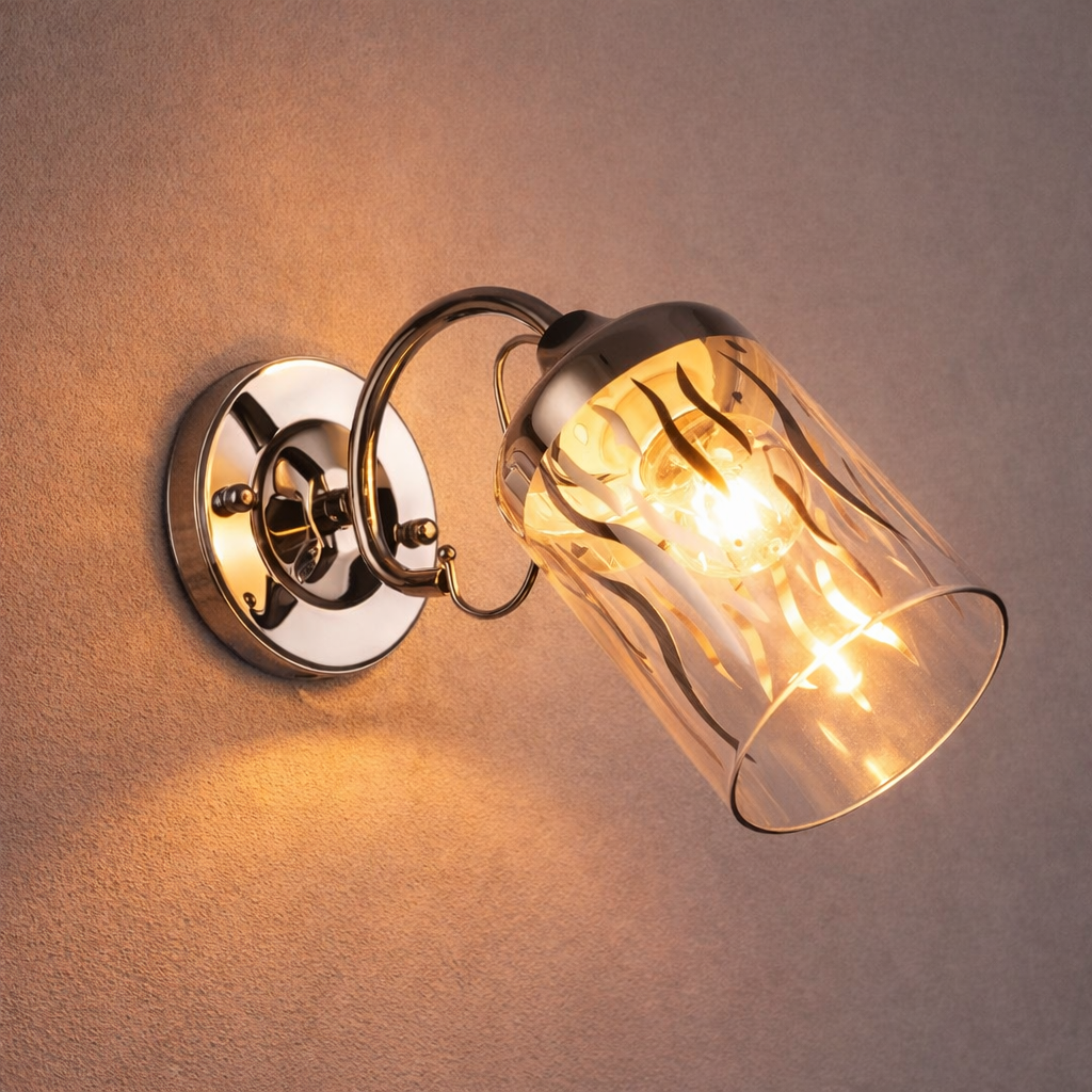 Бра Sirius с узорами на плафоне под одну лампу Е27 Хром/Черный (B C1412/1W BK+CH)