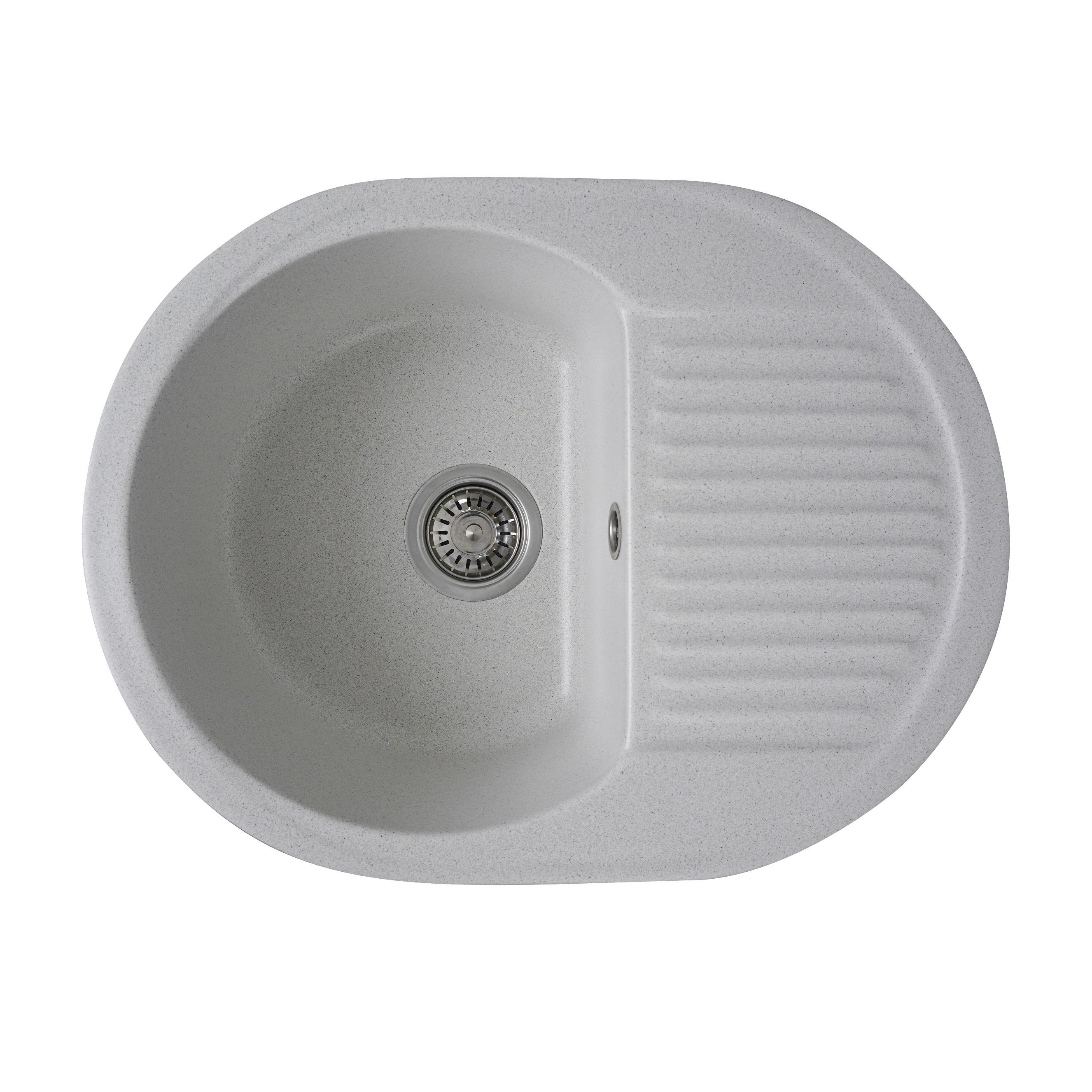 Гранитная мойка для кухни Platinum 6247 BORA глянец Белый в точку