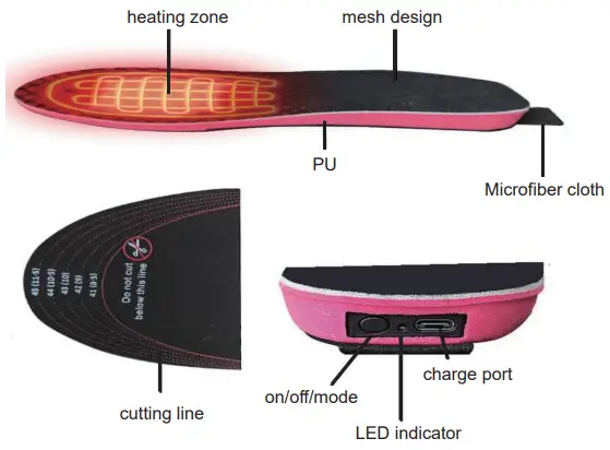 Стельки беспроводные Kayfovo с подогревом на аккумуляторе с управлением по телефону р. 35-40 XJ-19 (29368) - фото 2