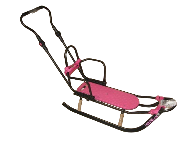 Санки Piccolino Adbor Black Edition со спинкой и ручкой с регулировкой Розовый