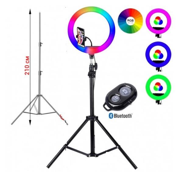 Кольцевая лампа RGB MJ18 3 крепления и 3 режима температуры света 45 см (AR003712) - фото 2 Кольцевая лампа RGB MJ18 3 крепления и 3 режима температуры света 45 см (AR003712) - фото 2