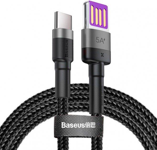 Кабель Baseus CATKLF-PG1 Cafule HW Quick Charging Cable USB to Type-C 40W 1 м Black/Grey