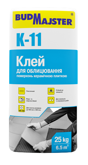 Клей Budmajster K-11 для облицювання поверхонь керамічною плиткою (00-00001659)