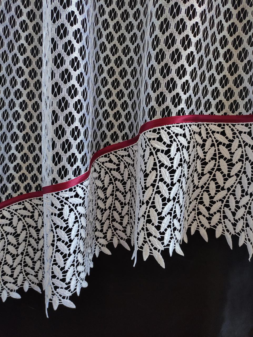 Занавеска Дубль с двойным ламбрекеном 280х180 см Белый с бордовым (длб-02) - фото 2 Занавеска Дубль с двойным ламбрекеном 280х180 см Белый с бордовым (длб-02) - фото 2