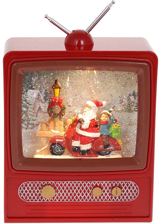 Фонарь декоративный Телевизор с Сантой 23 см с LED подсветкой (BD-919-021)
