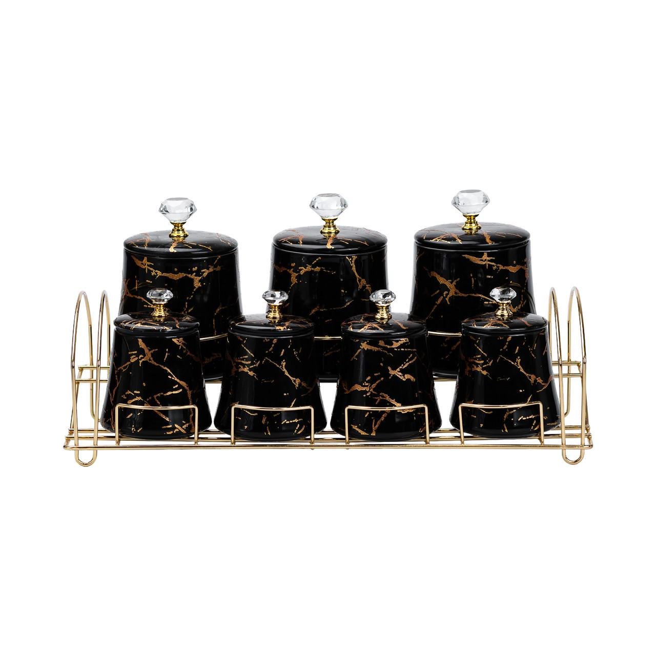 Набір баночок для сипучих продуктів 600/250 мл на металевій підставці (HP1249)