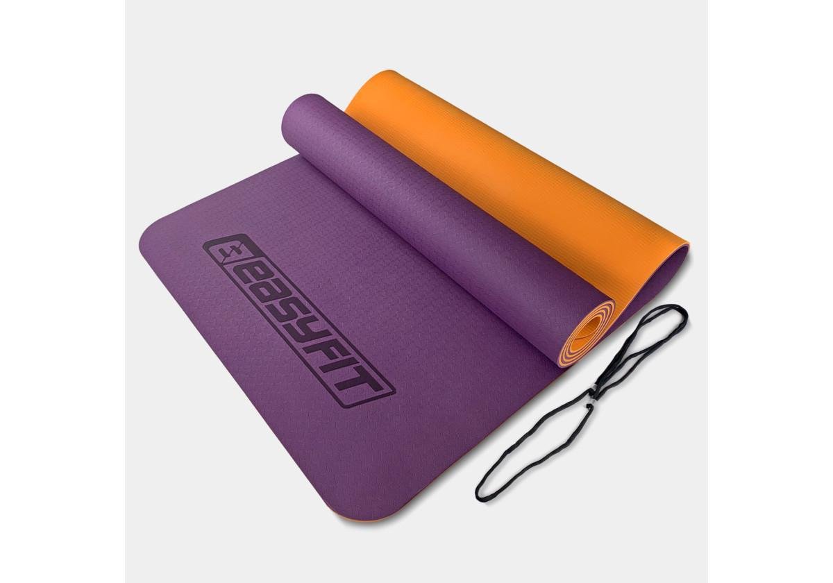 Коврик для йоги и фитнеса EasyFit TPE/TC двухслойный 6 мм Фиолетово-оранжевый (EF-1924-VO)