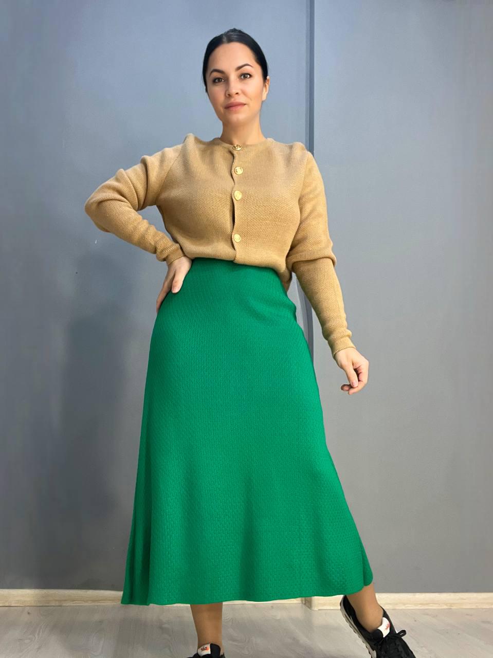 Юбка женская My fashion 2024402 трапеция косичка длинная OS Зеленый (1148) - фото 3 Юбка женская My fashion 2024402 трапеция косичка длинная OS Зеленый (1148) - фото 3