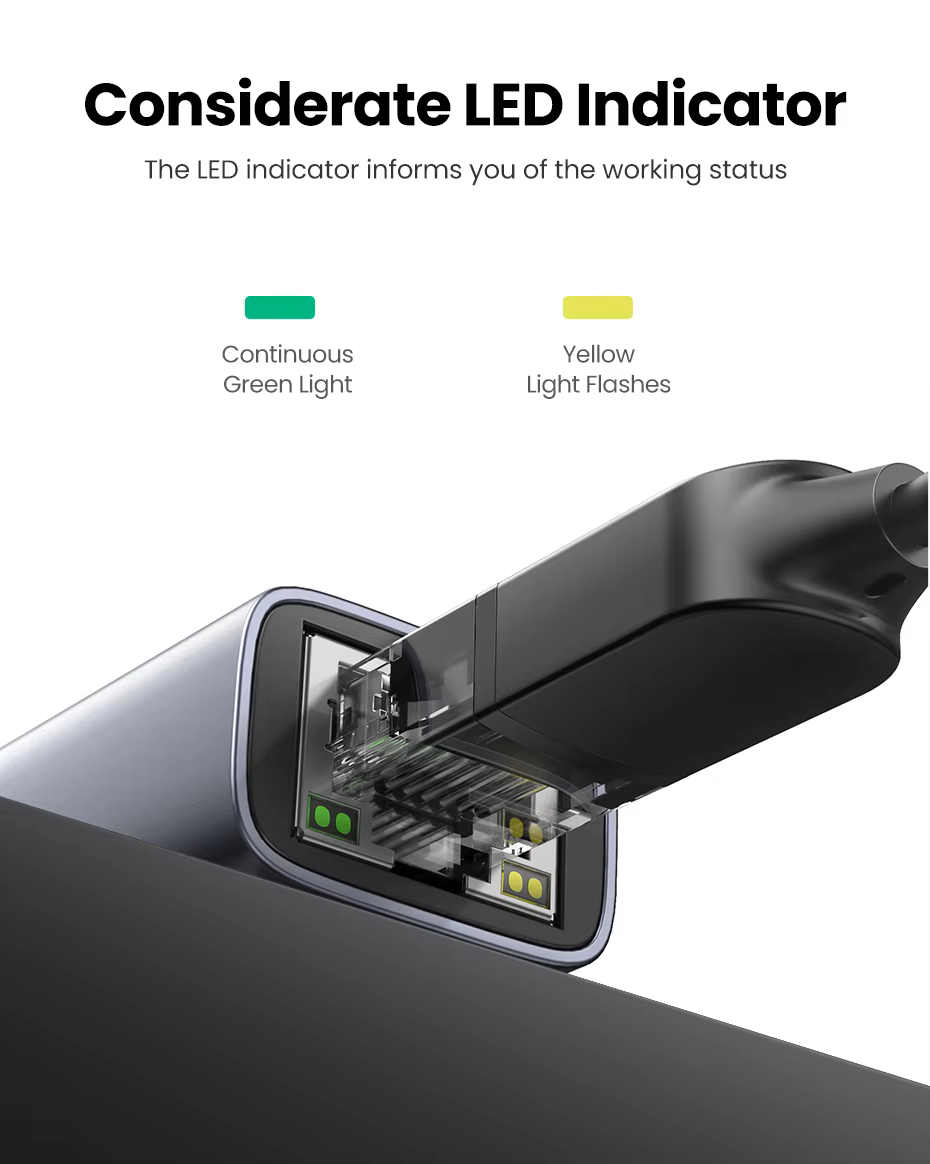 Сетевой адаптер UGREEN CM199 USB-C Gigabit Ethernet Adapter RJ45 1000mb/s (2000143) - фото 6