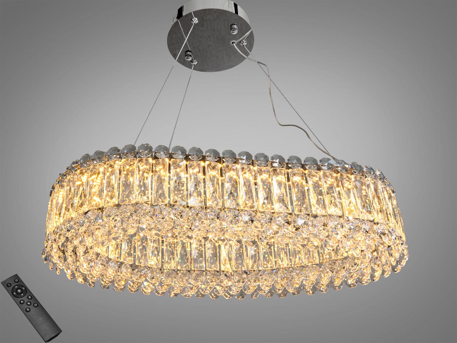 Люстра подвесная LED хрустальная овал/пульт 50 Вт Хром (7930/500x300CH)
