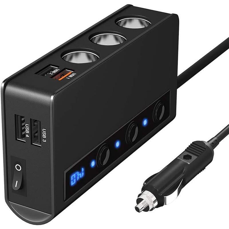 Розгалужувач прикурювача автомобільний 4 USB Quick 3.0 180 W (000680)