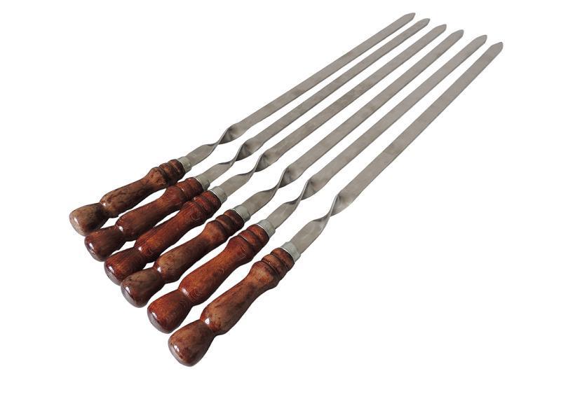 Шампур прямой широкий для люля-кебаба с деревянной ручкой 750x20x3 мм 6 шт.