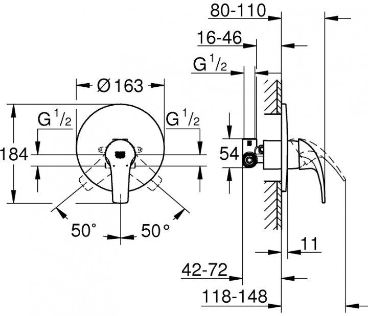 Змішувач для душу прихованого монтажу Grohe Start Curve (29114000) - фото 2 Змішувач для душу прихованого монтажу Grohe Start Curve (29114000) - фото 2