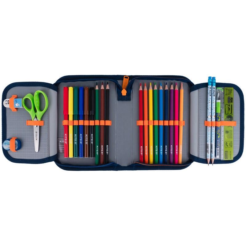 Набор школьный KITE Speed Zone пенал с наполнением для мальчика 1 отделение/2 отворота Синий (K25-622H-4)