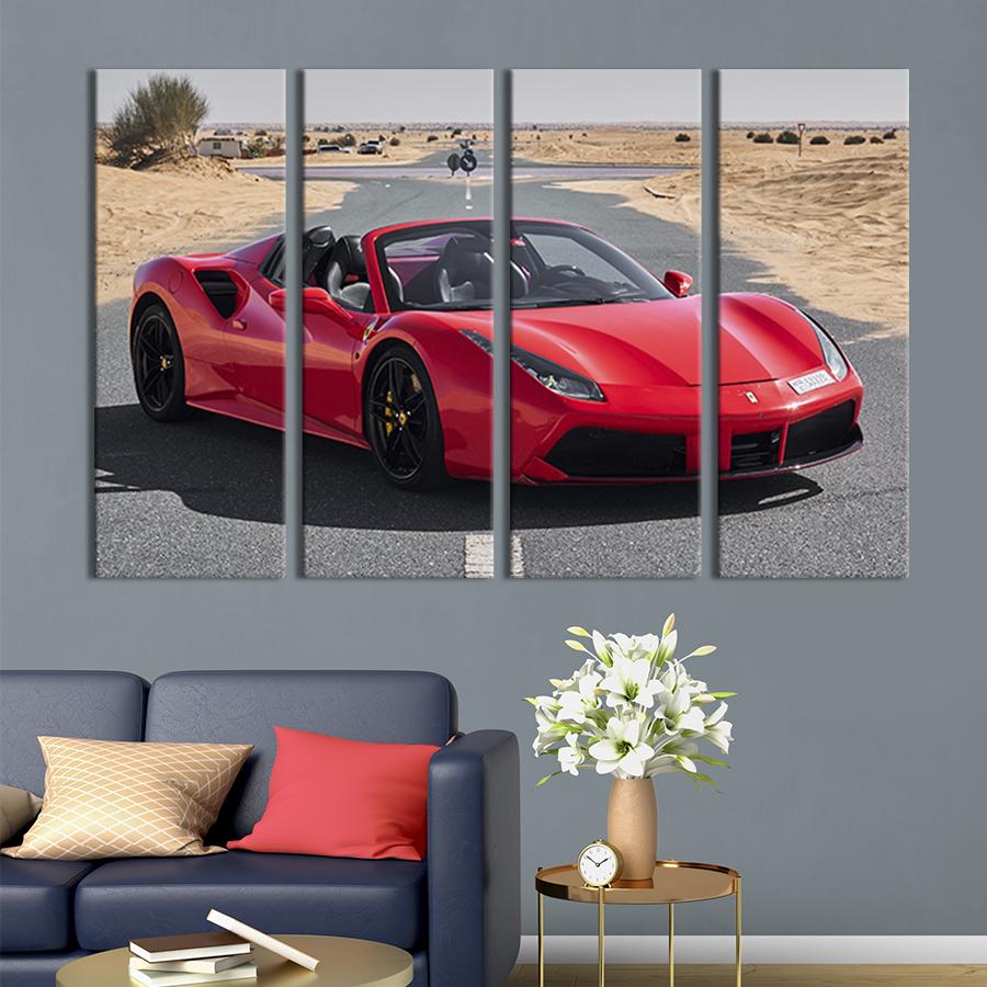 Модульная картина из 4 частей Стильный красный Ferrari 209x133 см (123-41)