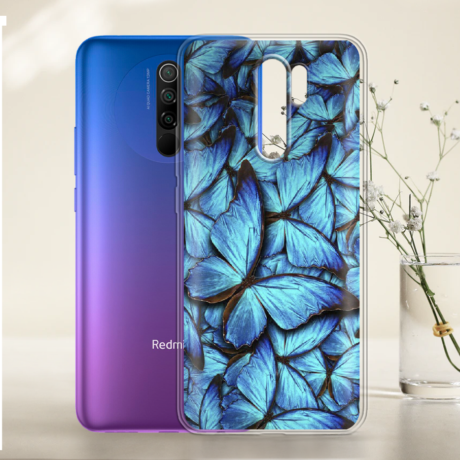 Чехол BoxFace Xiaomi Redmi 9 лазурные бабочки Прозрачный силикон (40233-up1550-40233) - фото 2