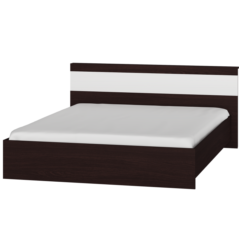 Кровать двуспальная Эверест Соната-1600 160х200 см Венге темный/Белый (EVR-2094)