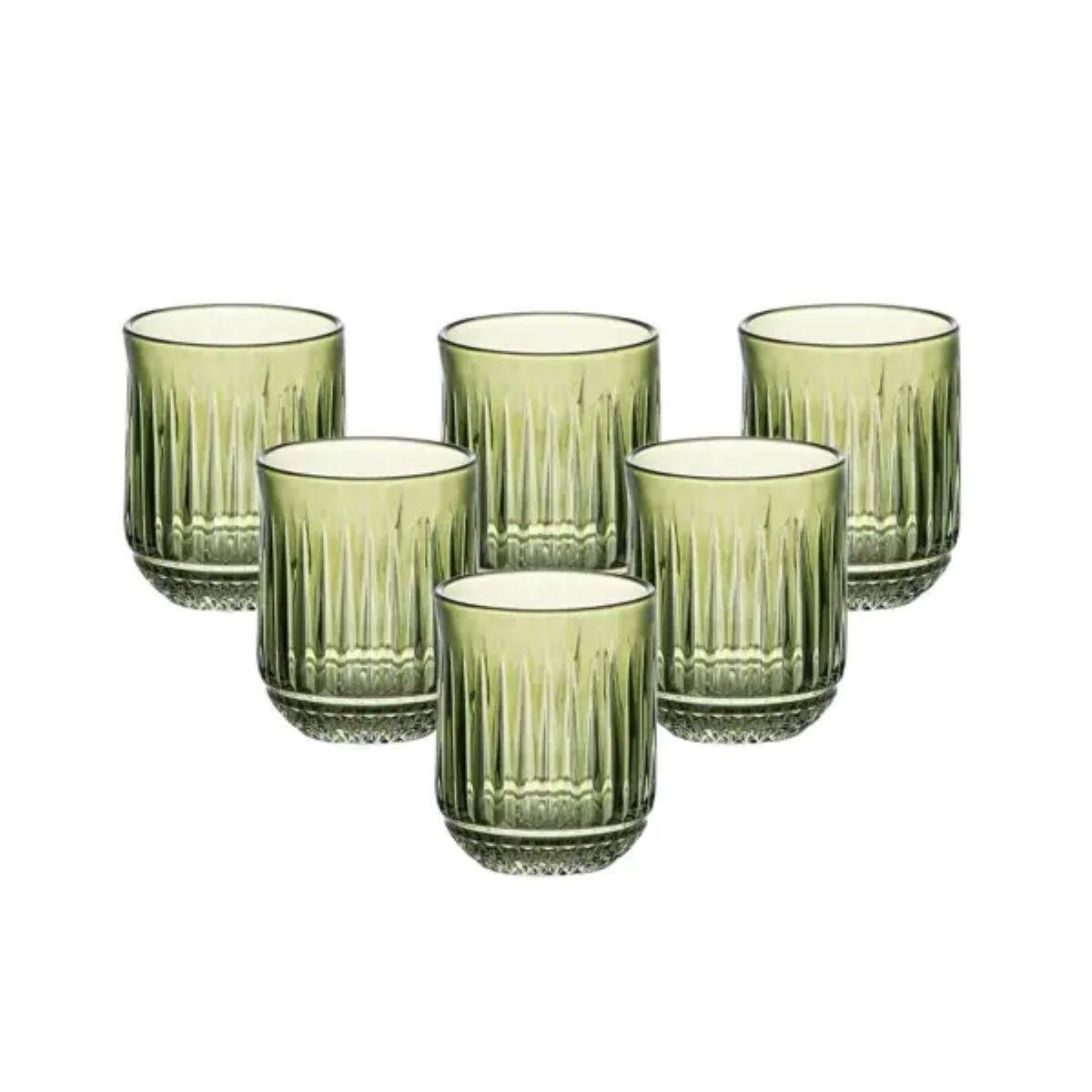 Набор стаканов 6шт. по 250 мл стеклянные Зеленый (HP4147)